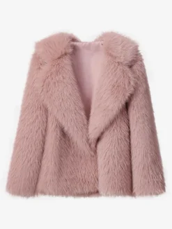 Manteau en fausse fourrure à revers cranté veste d'hiver écologique de couleur unie pour femmes 2026