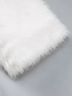 Manteau en fausse fourrure à revers crantés blanc Veste d'hiver écologique pour femme 2026