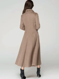 Manteau en laine mélangée avec cape classique à revers élégant Camel hiver long vêtements d'extérieur pour femmes 2026