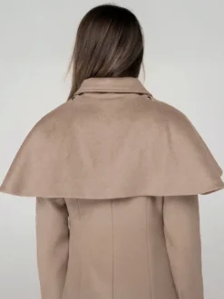 Manteau en laine mélangée avec cape classique à revers élégant Camel hiver long vêtements d'extérieur pour femmes 2026