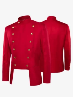 Manteau en polyester à manches longues et boutons élégants vintage rouge pour homme Bourgogne