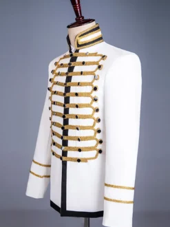 Manteau en polyester à manches longues et boutons de style européen blanc vintage pour homme
