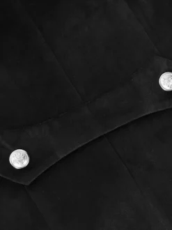 Manteau gothique noir mi-long pour femme trench-coat slim col montant foncé smoking de palais mode automne et hiver