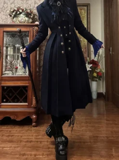 Manteau gothique Ouji Lolita Prince Noir à manches longues veste d'automne Lolita en polyester