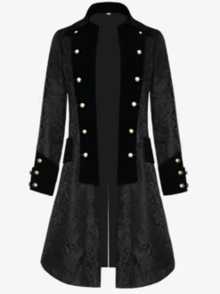 Manteau long noir top vintage imprimé floral de style européen Opéra Costumes rétro pour homme