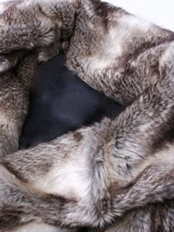 Manteau marron à deux tons avec col en duvet et manteau d'hiver en fausse fourrure
