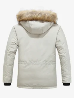 Manteau matelassé mi-long épais à capuche pour homme