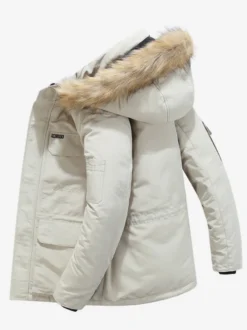 Manteau matelassé mi-long épais à capuche pour homme