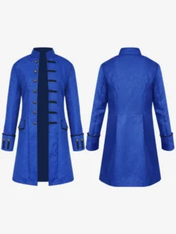 Manteau Midi noir haut Vintage style européen imprimé fleuri manches longues Opéra Costumes rétro pour homme Bourgogne