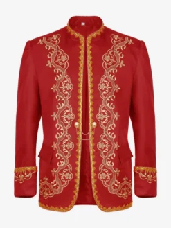 Manteau noir pour homme style steampunk victorien vintage broderies manches longues style rétro