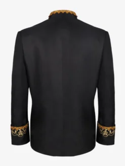 Manteau noir pour homme style steampunk victorien vintage broderies manches longues style rétro