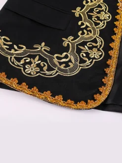 Manteau noir pour homme style steampunk victorien vintage broderies manches longues style rétro