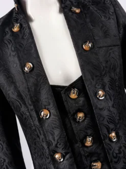 Manteau Noir Vintage Top Renaissance Jacquard Manches Longues Veste Rétro Costumes Pour Homme Déguisement Vintage