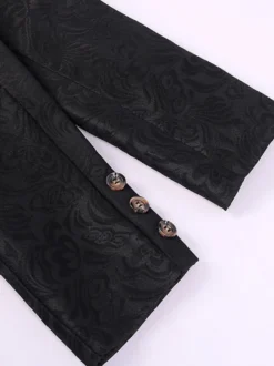 Manteau Noir Vintage Top Renaissance Jacquard Manches Longues Veste Rétro Costumes Pour Homme Déguisement Vintage