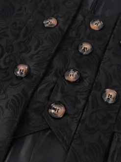 Manteau Noir Vintage Top Renaissance Jacquard Manches Longues Veste Rétro Costumes Pour Homme Déguisement Vintage