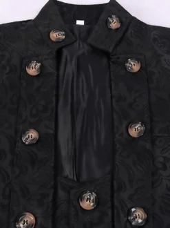 Manteau Noir Vintage Top Renaissance Jacquard Manches Longues Veste Rétro Costumes Pour Homme Déguisement Vintage