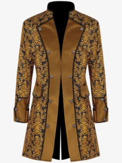 Manteau rétro jaune à manches longues en Fiber de Polyester Costumes rétro pour hommes
