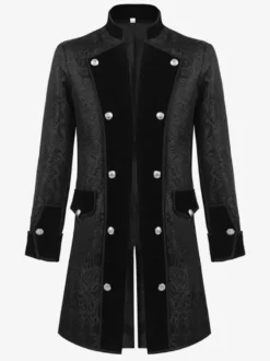 Manteau rétro jaune à manches longues en Fiber de Polyester Costumes rétro pour hommes