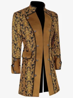 Manteau rétro jaune à manches longues en Fiber de Polyester Costumes rétro pour hommes