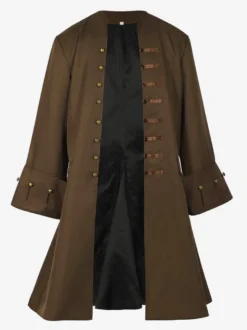 Manteau Veste À Manches Longues Boutons Rétro Marron Vintage Pour Homme