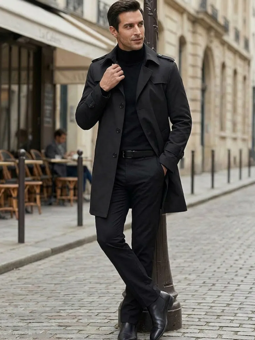 Manteaux Costume Hommes Col Rabattu Chic Décontracté Mode