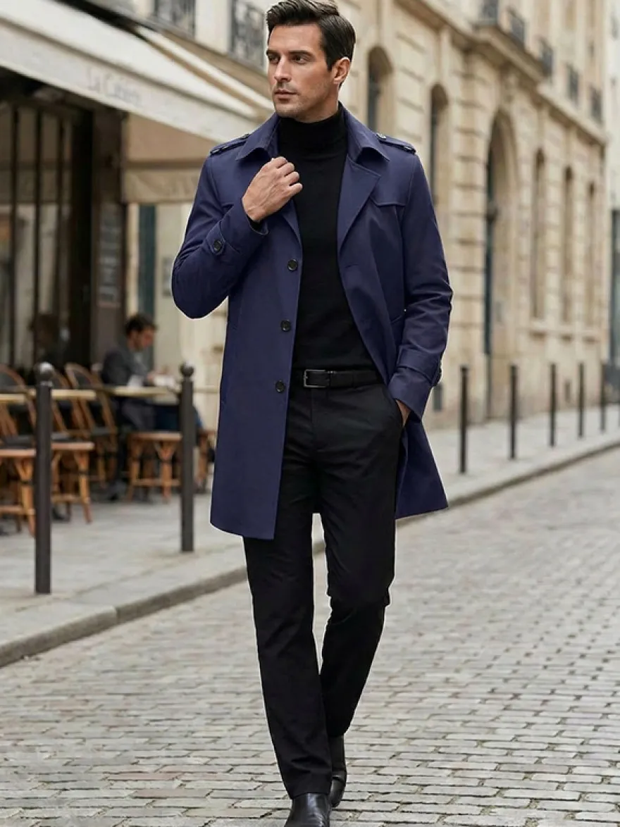Manteaux Costume Hommes Col Rabattu Chic Décontracté Mode