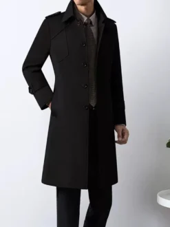 Manteaux Costume Hommes Col Rabattu Chic Poche Café Marron Mode