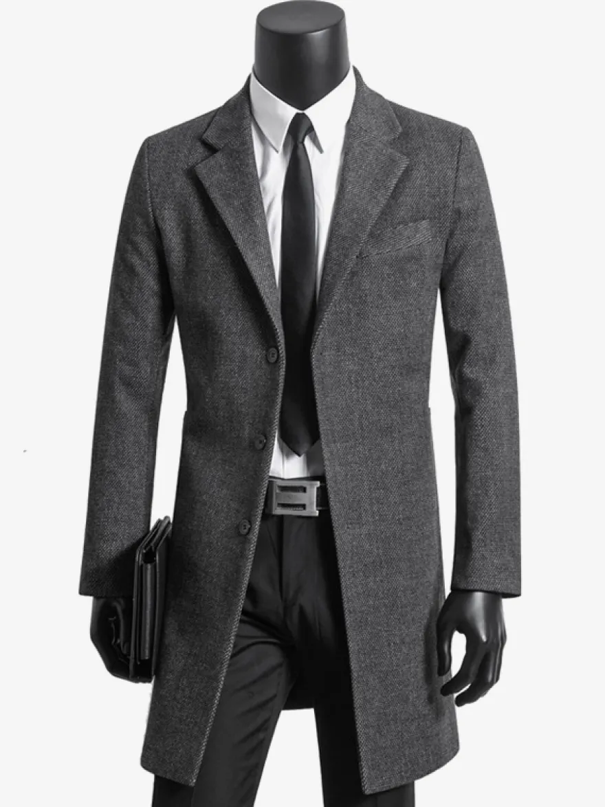 Manteaux Costume hommes Col rabattu Chic Noir Moderne