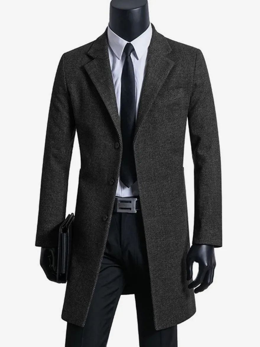 Manteaux Costume hommes Col rabattu Chic Noir Moderne