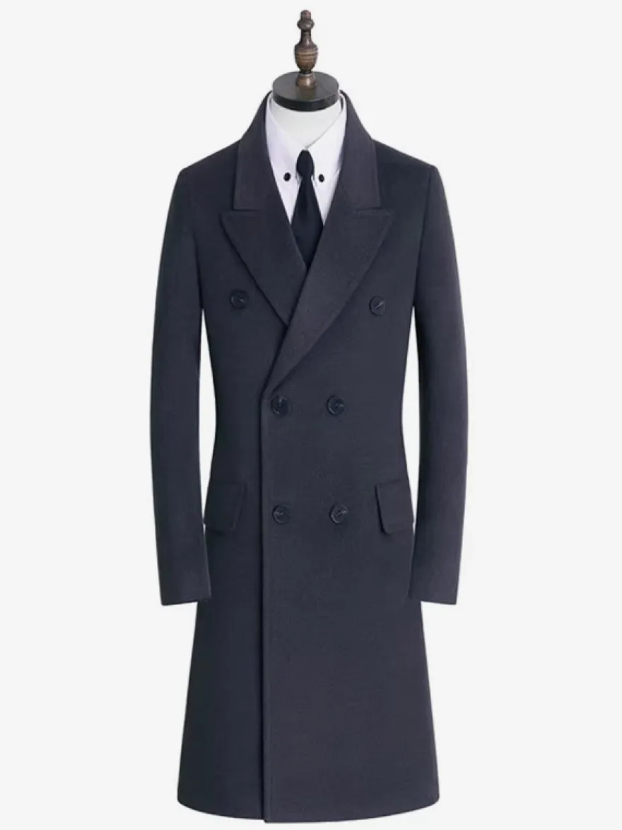 Manteaux Costume Hommes Double Boutonnage Col Rabattu Confortable Gris Moderne