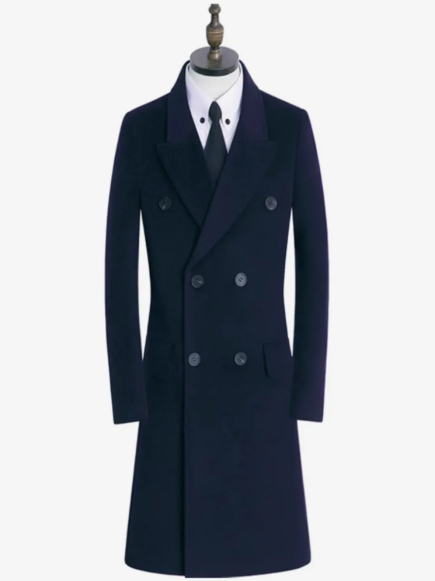 Manteaux Costume Hommes Double Boutonnage Col Rabattu Confortable Gris Moderne