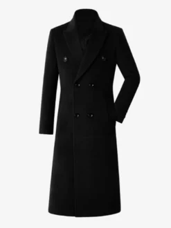 Manteaux Costume pour hommes Double boutonnage Col rabattu Décontracté Noir Moderne