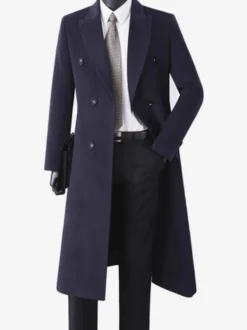 Manteaux Costume pour hommes Double boutonnage Col rabattu Décontracté Noir Moderne
