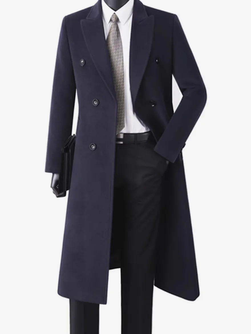 Manteaux Costume pour hommes Double boutonnage Col rabattu Décontracté Noir Moderne