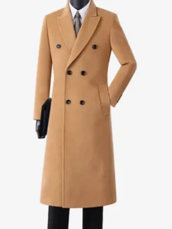 Manteaux Costume pour hommes Double boutonnage Col rabattu Décontracté Noir Moderne