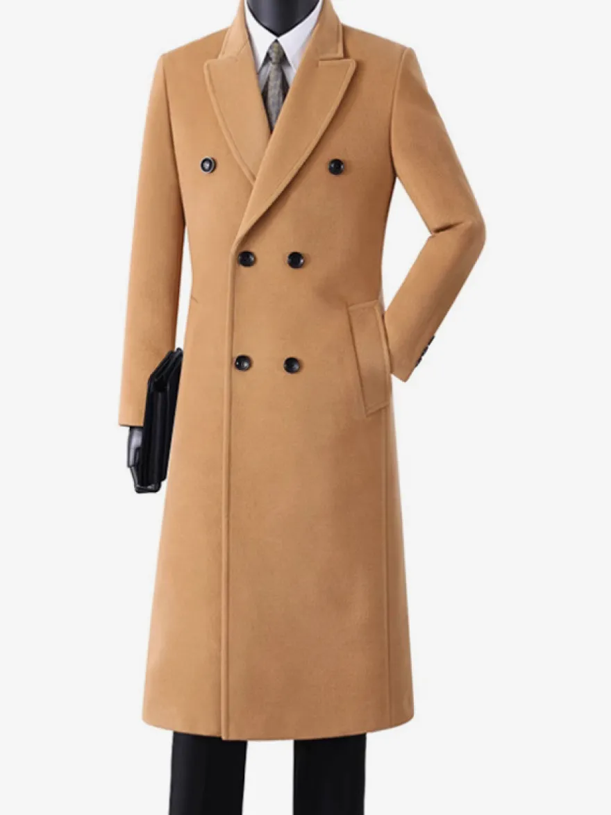 Manteaux Costume pour hommes Double boutonnage Col rabattu Décontracté Noir Moderne