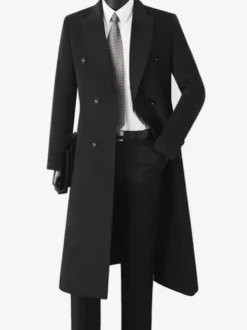Manteaux Costume pour hommes Double boutonnage Col rabattu Décontracté Noir Moderne