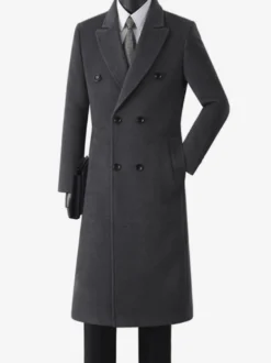 Manteaux Costume pour hommes Double boutonnage Col rabattu Décontracté Noir Moderne