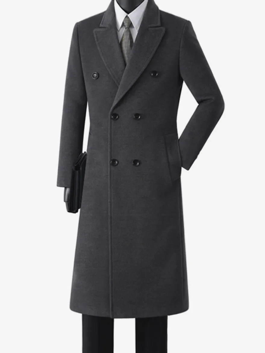 Manteaux Costume pour hommes Double boutonnage Col rabattu Décontracté Noir Moderne