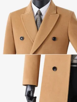Manteaux Costume pour hommes Double boutonnage Col rabattu Décontracté Noir Moderne