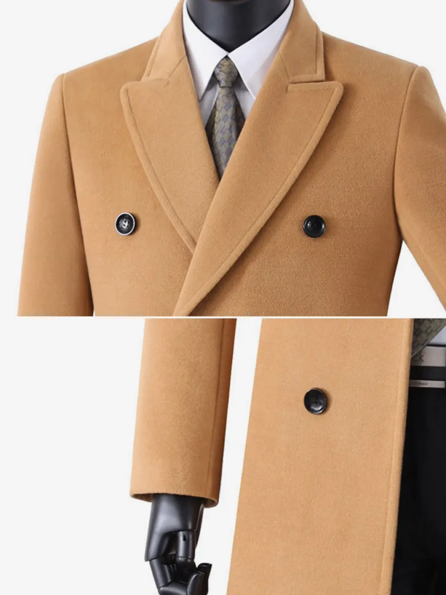 Manteaux Costume pour hommes Double boutonnage Col rabattu Décontracté Noir Moderne