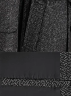 Manteaux Costume Pour Hommes Double Boutonnage Ceinture Col Rabattu Gris