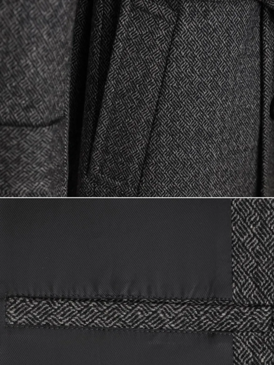 Manteaux Costume Pour Hommes Double Boutonnage Ceinture Col Rabattu Gris
