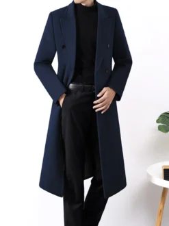 Manteaux Costume pour hommes Double boutonnage Col rabattu Décontracté Noir