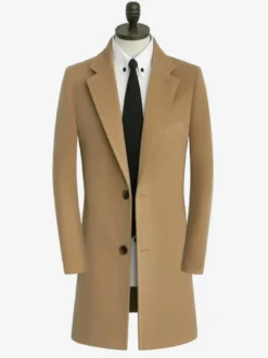 Manteaux Costume Pour Hommes Col Rabattu Décontracté Camel Simple