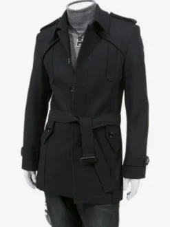 Manteaux Costume pour hommes Col rabattu Ceinture Décontracté Gris Élégant