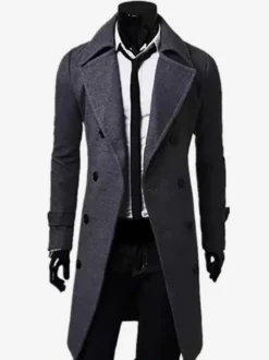 Manteaux Costume pour hommes Double boutonnage Col rabattu Chic Gris Beau
