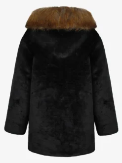 Manteaux En Fausse Fourrure Noir Hiver Chaud Hommes Veste Manches Longues Col Rabattu Capuche