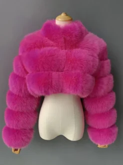 Manteaux en fausse fourrure veste courte en peluche écologique pour femme modèle hiver 2026