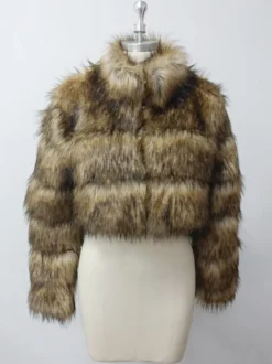 Manteaux en fausse fourrure veste courte en peluche écologique pour femme modèle hiver 2026
